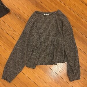 Zara Ribbed Crewneck Sweater - Gray